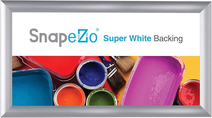 SnapeZo Poster Frame 7x14 Inches, Silver 1 Inch Aluminum Profile, Front-Loading Snap Frame, Wall Mounting, Sleek Series
