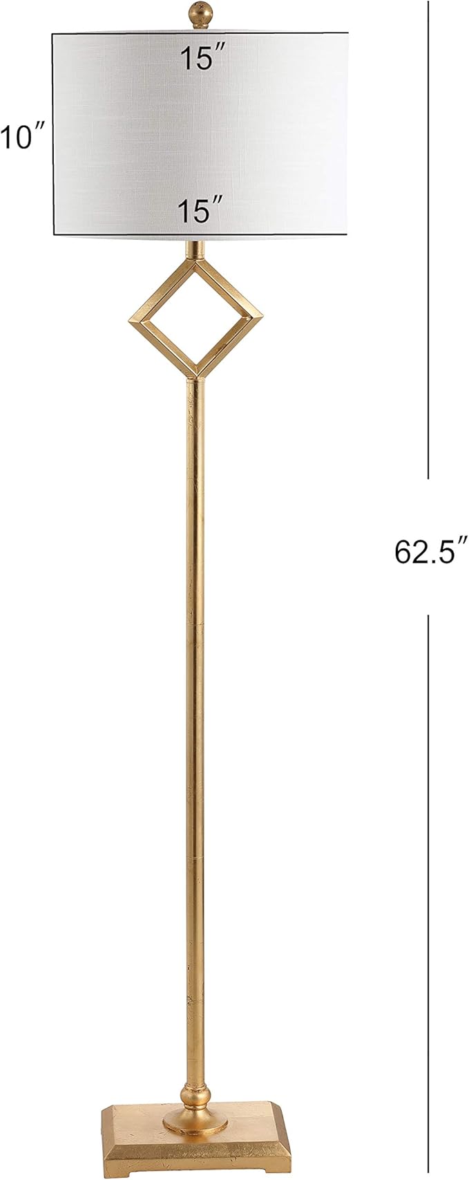 JONATHAN Y JYL3064A Juno 62.5" Metal LED Floor Lamp, Contemporary, Modern, Transitional, Office, Living Room, Family Room, Dining Room, Bedroom, Hallway, Foyer, Gold Leaf
