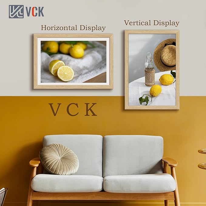 VCK 16x24 Oak Wood Frame for Poster & Picture, Natural Solid Wood Photo Frames 5 Pack, Wall Gallery Frame