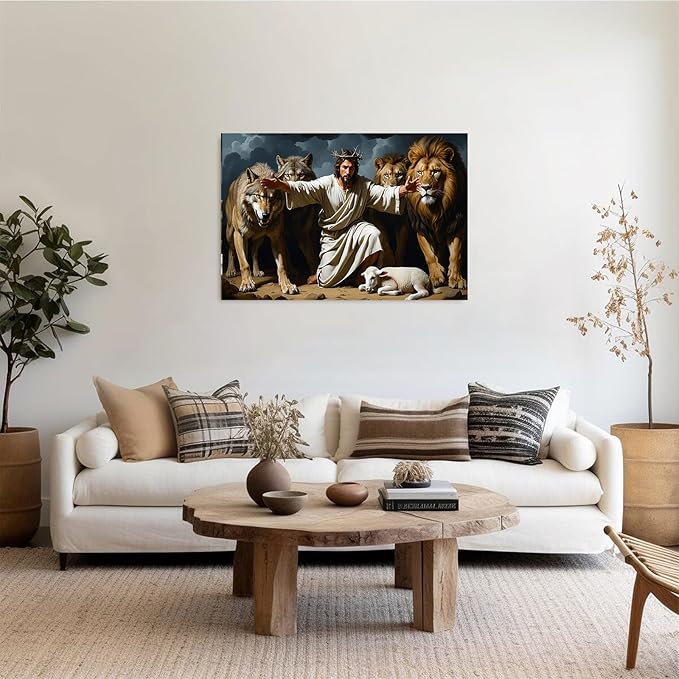 Christian Wall Art Print, Religious Scripture Biblical Decor, Faith-Based Inspirational Landscape with Cross, Digital Printed Canvas Poster for Church, Home Chapel, Prayer Room Decor