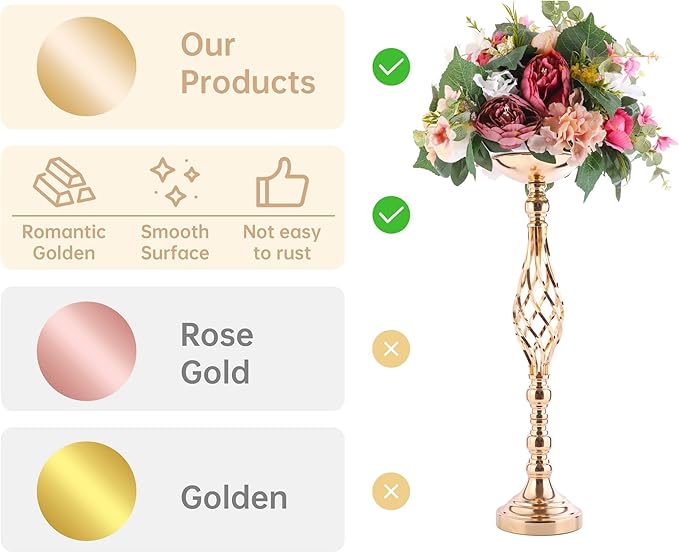 Wedding Centerpieces for Reception Tables, Twist Candleholder Stands, Wedding Flower Arrangement Vases, Metal Centerpieces for Wedding Road-Leading Home Decor Gold