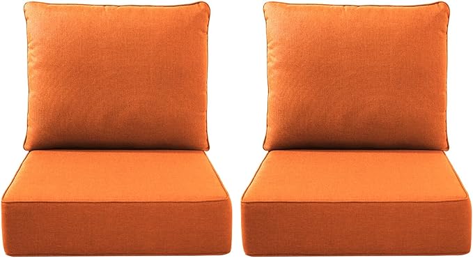 Luxury Outdoor Seat Cushion Set-22 x 22 x 6 Inch Outdoor Chair Cushions with Water Resistant & Removable Cover Outdoor Cushions for Patio Furniture Chair Sofa Couch-Beige