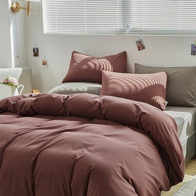 Pureant Brick Red Comforter Sets California King Women Girls Dark Rust Red Bedding Comforters Cotton Modern Solid Blackish Red Warm Quilts Cal King Adults Teens Pure Dark Red Blankets Durable