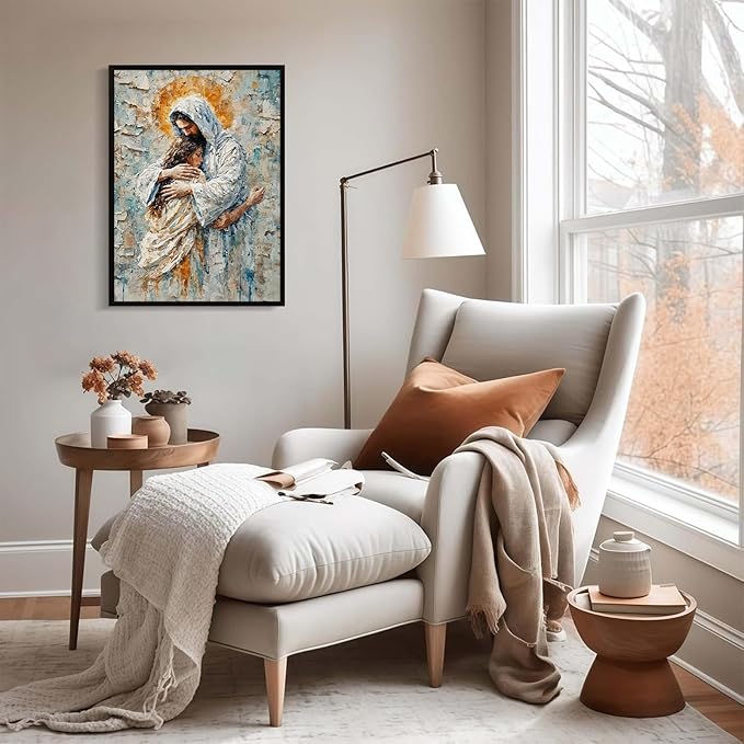 Christian Wall Art Print, Religious Scripture Biblical Decor, Faith-Based Inspirational Landscape with Cross, Digital Printed Canvas Poster for Church, Home Chapel, Prayer Room Decor