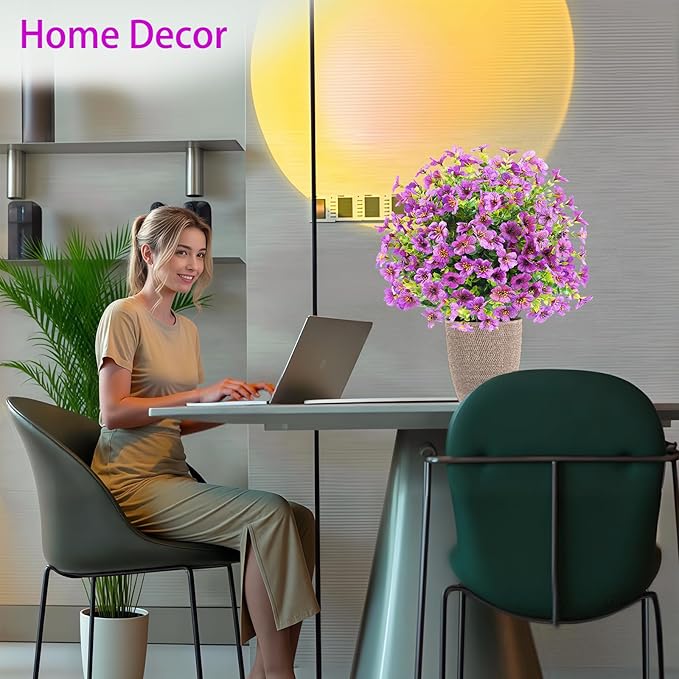 Faux Flowers for Outdoor Planters, 2Pcs Purple Lifelike Topiary Ball Tree with Ground Spike, Daisy Eucalyptus Artificial Flowers for Front Porch Decor