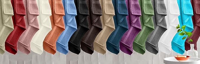 DAN RIVER Bath Towels Set of 4, 27 x 54 Inches, 100% Cotton, Larger & Lighter Weight, Quicker to Dry, Super Soft and Absorbent, Ideal Black Bath Towels for Daily Use