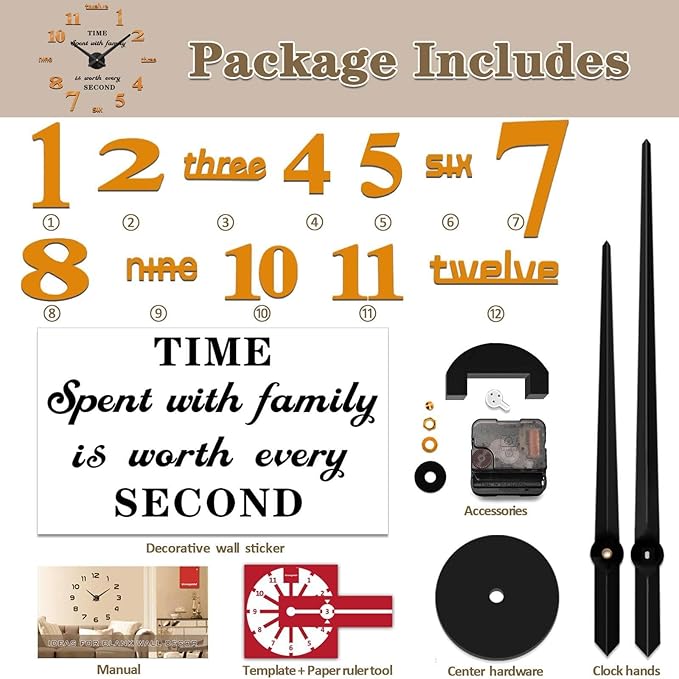 VANGOLD Design Decorative Wall Clock for Home Decor (Gold and Black Decor)