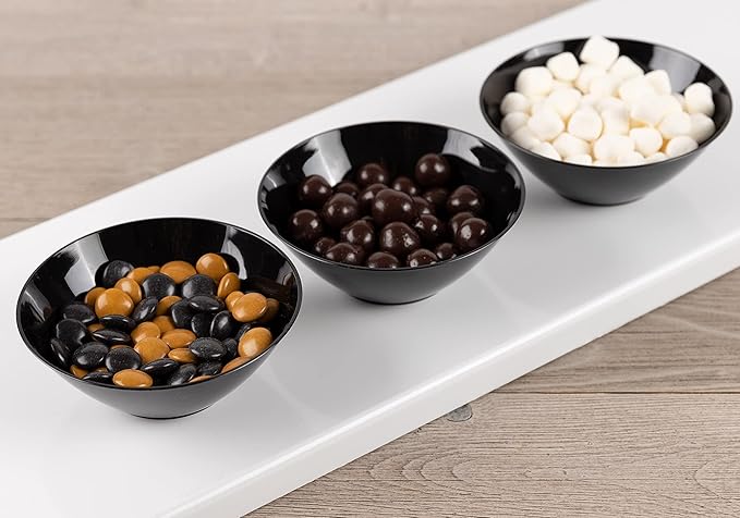 PLASTICPRO [6 OZ 100 Count] Black Plastic Organic Party Dessert bowls Premium heavyweight Elegant Disposable Tableware Dishes