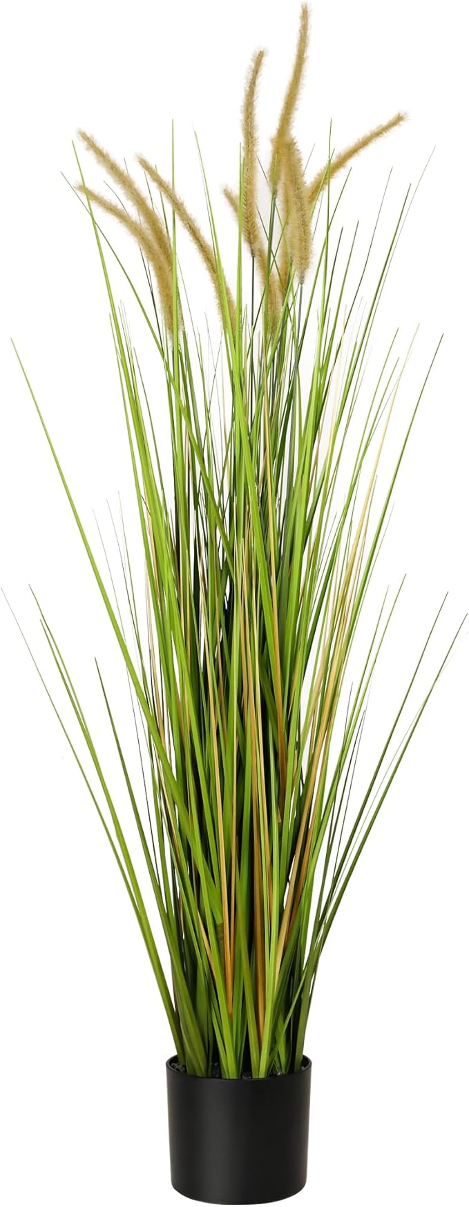 KOL Artificial 4ft Horsetail Reed Grass, 47.2in Artificial Indoor Outdoor Fake Grass Plant, Home Office Wedding Decorative Artificial Plants & Flowers in Pot Faux Plant Greenery, Housewarming Gift