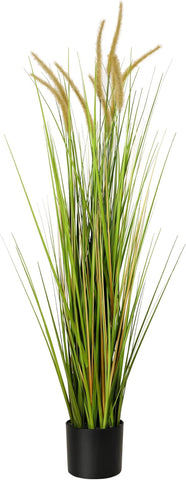 KOL Artificial 4ft Horsetail Reed Grass, 47.2in Artificial Indoor Outdoor Fake Grass Plant, Home Office Wedding Decorative Artificial Plants & Flowers in Pot Faux Plant Greenery, Housewarming Gift