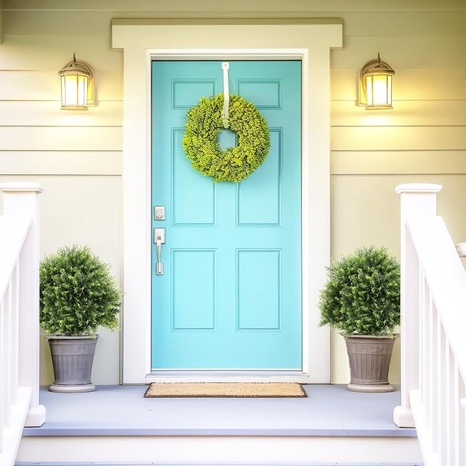 24" Cedar Topiary Trees Artificial Outdoor Set of 2, UV Resistant Fake Potted Plants, 2ft Tall Faux Bushes and Shrubs for Front Porch Patio Planter Outside Decor