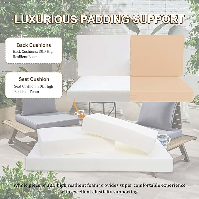 Outdoor Loveseat Cushion Set 46 x 26 Inch, Waterproof & Fade-Resistant Deep Seat Patio Cushions with Removable Cover, Ties & Hidden Zipper, Patio Love Seat Sofa Cushions for Sofa Bench Couch,Beige
