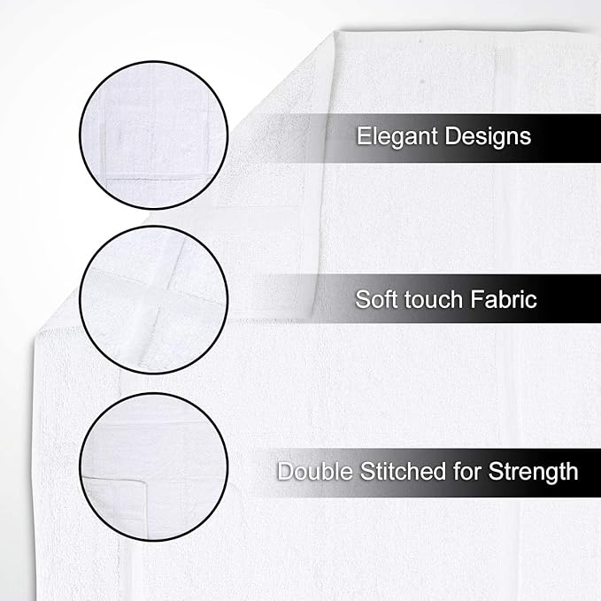 GOLD TEXTILES White Bath Mat Towels 20 x 30 Inches (48 Pack)