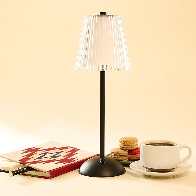 Camden Reed Table Lamp, Desk lamp, 3 Different Lighting Modes, Modern Minimal Design for Dinner/Coffee Table/Restaurant/Bedroom, Classic Black