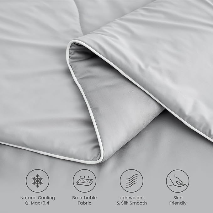 Snuggle Sac Cooling Comforter Twin Size, Breathable Cooling Blankets for Hot Sleepers and Night Sweats, Summer Comforters for Twin Size Bed, Soft Lightweight Blankets,68x90 Inches, Cool Gray