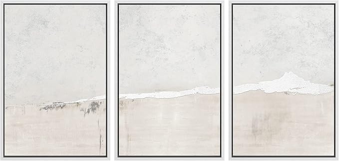 SIGNWIN Framed Canvas Print Wall Art Set Industrial Grunge White Gray Landscape Shapes Abstract Illustrations Modern Art Decorative Nordic Zen for Living Room, Bedroom, Office - 16"x24"x3 White