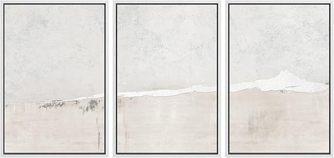 SIGNWIN Framed Canvas Print Wall Art Set Industrial Grunge White Gray Landscape Shapes Abstract Illustrations Modern Art Decorative Nordic Zen for Living Room, Bedroom, Office - 24"x36"x3 White