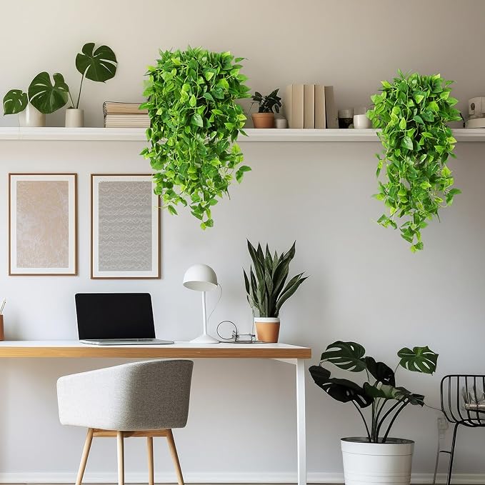 XunYee 36 Pcs Artificial Hanging Plants 3.6FT Fake Hanging Plants for Living Room, Fake Ivy Vine Plastic Faux Hanging Plants for Wall House Room Garden Wedding Garland Indoor Outdoor Decor, No Baskets