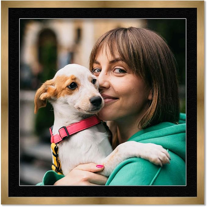 11x11 Frame with Mat - Bronze 14x14 Frame Wood Made to Display Print or Poster Measuring 11 x 11 Inches with Black Photo Mat