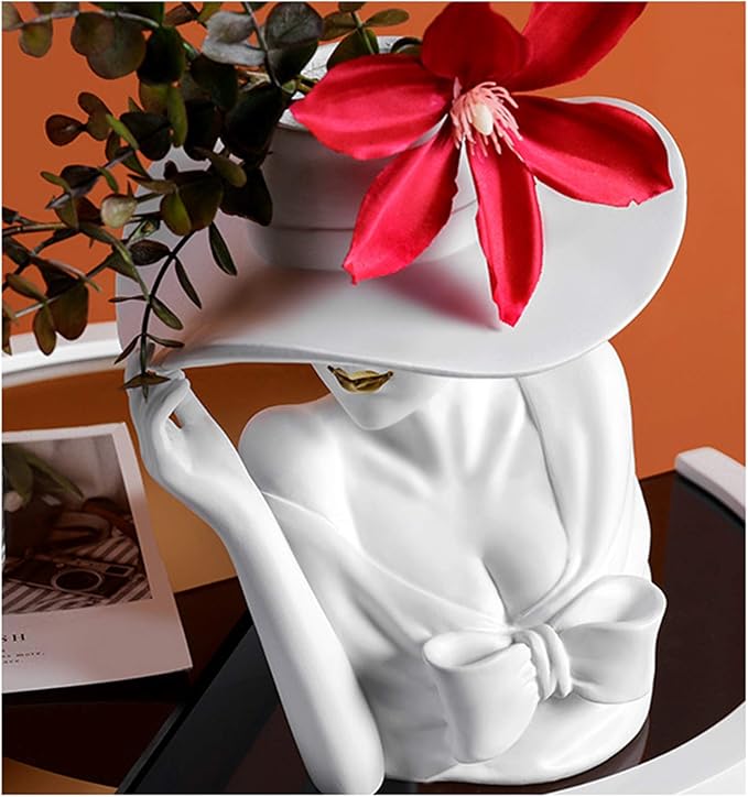 Cosylove Flower Vase, Decorative Ceramic Flower Vase, Creative Elegant Woman Arrangement Flower Vase, Art Vase for Home Office Living Room Wedding and Events Decor