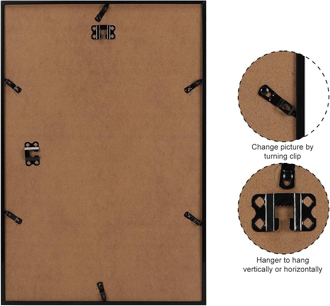 Giftgarden Black 12x16 Picture Frames Set of 4, Matted to 11x14 Picture with Mat or 16x12 Artwork Without Mat, Wall or Tabletop Display.