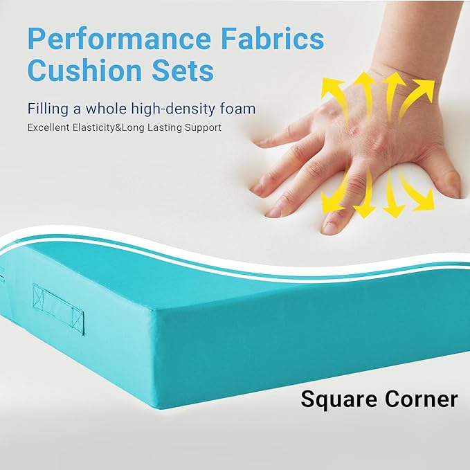 Outdoor Cushions for Patio Furniture,Outdoor Seat Cushion Set 24 x 24 x 5.75 Inch,Waterproof & Fade Resistant Outdoor Chair Cushions,Deep Patio Chair Cushion with Removable Cover,Teal