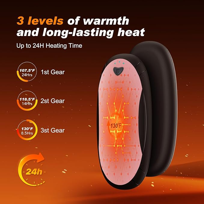Hand Warmers 2 Pack with 10000mAh Charging Box,Portable Pocket Heater,24Hrs Long Safe Heat,Outdoor, Travel, Golf, Hunting, Camping,Gifts for Men Women