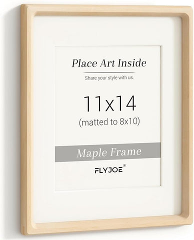 11x14 Picture Frame, USA-Sourced Natural Maple Wood Photo Frame with Tempered Glass, Handcrafted Rounded Corner 11 x 14 Wooden Frame Matted to 8x10 Photos, Wall or Tabletop Display
