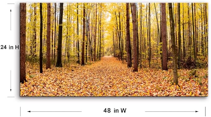 Panorama Forest In Fall Large Stretched Canvas Wall Art For Living Room Bedroom Home Decoration,Mordern Landscape Print Picture Painting Decor Giclee Artwork,Gallery Wrapped Gift,Inner Frame(24x48)