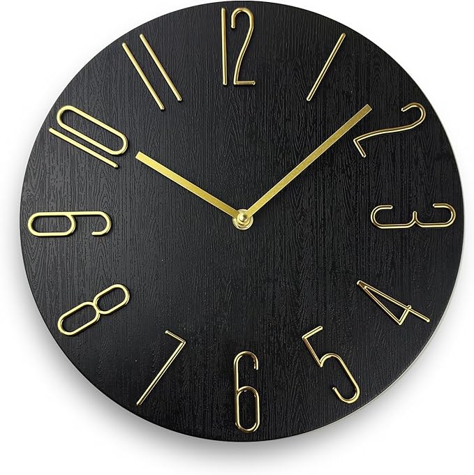Faupugh 12 inch Wall Clock, Silent Wall Clock, Wall Clocks Battery Operated， Suitable for Home, Office, School, Kitchen, Bedroom, Living Room (Without Second Hand)