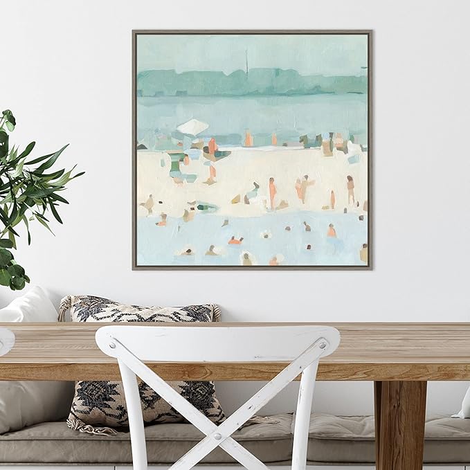 Amanti Art Framed Canvas Wall Art 22x22 Sea Glass Sandbar I by Emma Scarvey, Framed Wall Art Canvas, Abstract Artwork, Country Rustic Decor, Medium Poster Painting for Living Room, Bedroom, Bathroom,