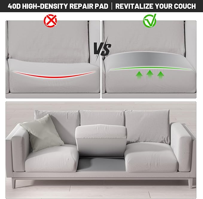 Couch Cushion Support for Sagging Seat - 20" x 20" High-Density Curved Foam Sofa Cushion Support Board, Couch Supporter for Under The Cushions, Grey Set of 2