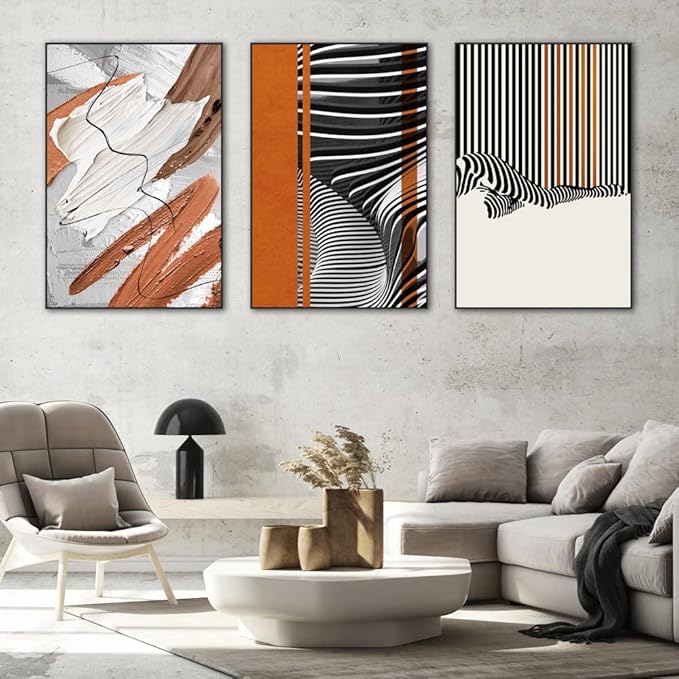 Canvas Wall Art Aesthetic Abstract Graffiti Large 32" X 24" Set of 3 Minimalist Wall Decor Modern Nature Art Posters Prints Frame Wall Art For Living Room Bedroom Bathroom Kitchen Office (Blue)
