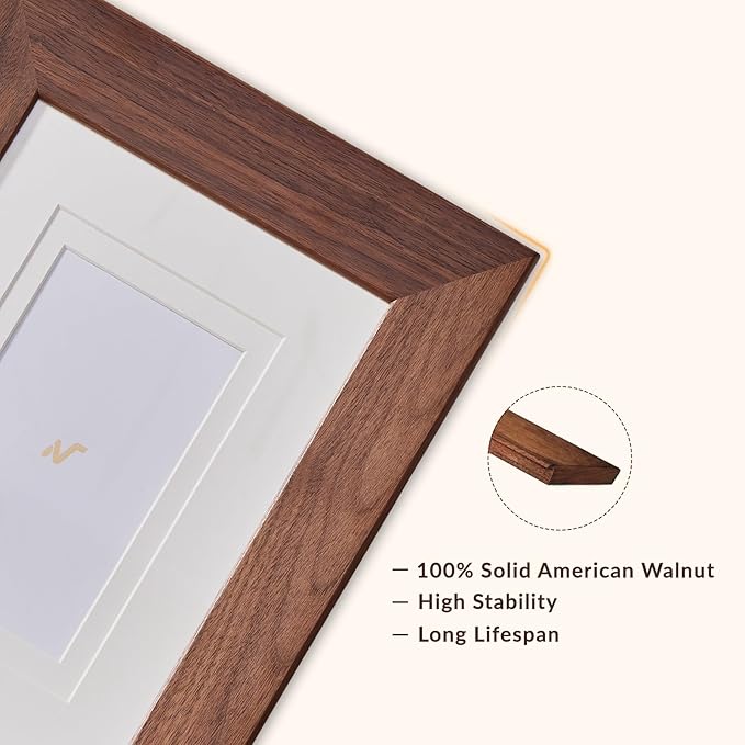 8x10inch 100% Solid American Walnut Picture Frame, Wall Mounting/Tabletop, Photo Poster Collage Wood Frames for Art Gallery Home Decor, Horizontal/Vertical Display, Solid Color, 1 Pack