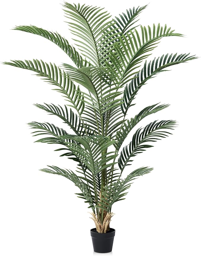 Artificial Palm Tree, 5FT Tall Fake Palm Trees with UV Resistant Leaves, Potted Faux Areca Palm Plant for Indoor Outdoor, Large Floor Plants for Home Living Room Porch Decor, VN125