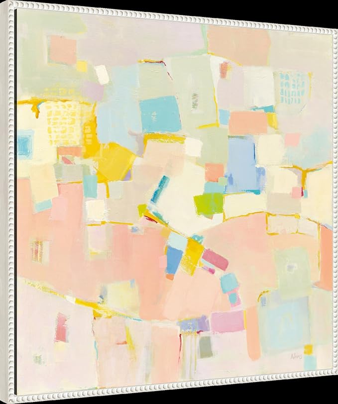 Amanti Art Framed Canvas Wall Art 30x30 Block Party by Phyllis Adams, Framed Wall Art Canvas, Abstract Artwork, Traditional Decor, Large Poster Painting for Living Room, Bedroom, Bathroom, Kitchen,