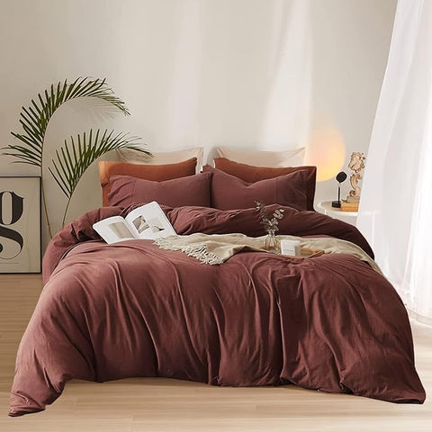 Pureant Brick Red Comforter Sets California King Women Girls Dark Rust Red Bedding Comforters Cotton Modern Solid Blackish Red Warm Quilts Cal King Adults Teens Pure Dark Red Blankets Durable
