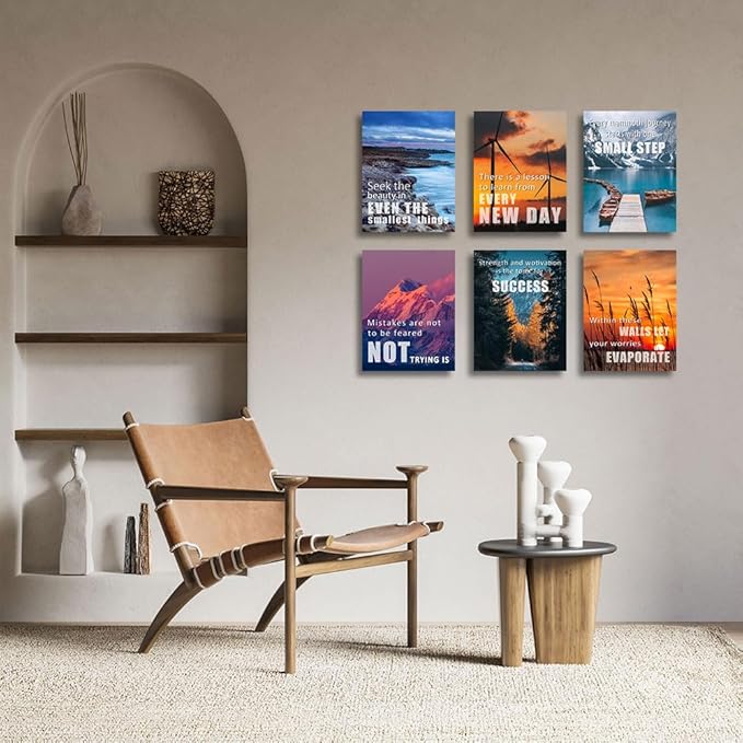 Inspirational Quotes Wall Art,Motivational Wall Art Decoration Painting, Suitable for Library, Office， Living Room,Home Deco,Tabletop/Hanging,| 6-pack(29 x 38 cm) framed 2