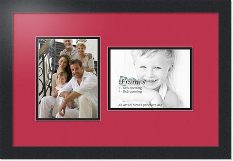 Art to Frames Double-Multimat-775-762/89-FRBW26079 Collage Photo Frame Double Mat with 2 - 6x8 Openings and Satin Black Frame