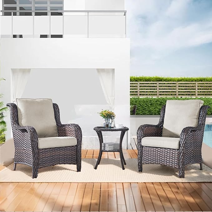Patio Cushions for Outdoor Furniture - 22×24 Inches High Back and Deep Seating Outdoor Cushion for Patio Chairs Sofa Couch Loveseat Water Resistant(Beige/1 Set/No Button)