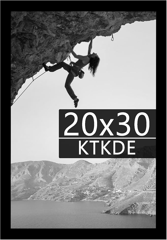 KTKDE 20x30 Picture Frame Black Wooden with Polished Plexiglass, Studio Gallery Vertical & Horizontal Wall Hanging Large Poster Frame for Photos,Minimalist Style -Any style Best gift