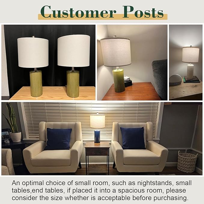 20.25/inch Modern Ceramic Table lamp Set of 2 Small Farmhouse Bedside lamp Dark Grey Nightstand Lamp End Table Lamps for Living Room Bedroom Study Office AMZ-T1109DG0