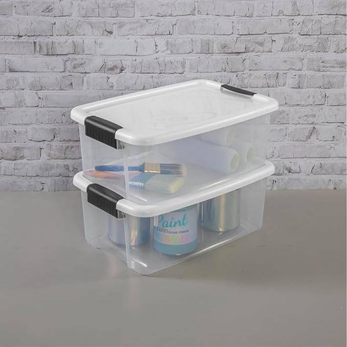 Sterilite 30 Quart (6 Pack) & 18 Quart (6 Pack) Clear Plastic Stackable Storage Container Bin Box Tote with White Latching Lid Organizing Solution