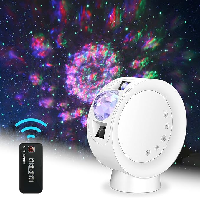 LitEnergy LED Sky Projector Light, Galaxy Lighting, Nebula Star Night Lamp with Base and Remote Control for Gaming Room, Home Theater, Bedroom , or Mood Ambiance (White)