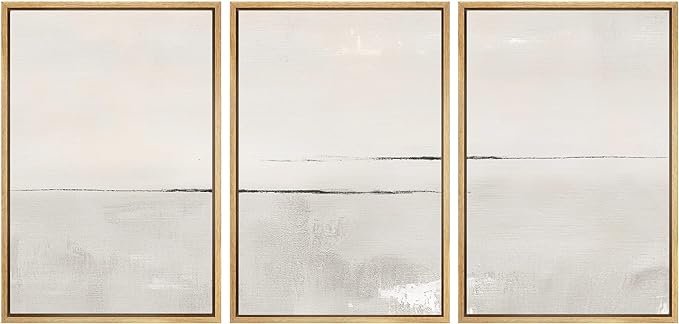 SIGNWIN Framed Canvas Print Wall Art Set Gray Duotone Pastel Watercolor Landscape Shapes Abstract Illustrations Modern Art Decorative Nordic Zen for Living Room, Bedroom, Office - 16"x24"x3 Natural