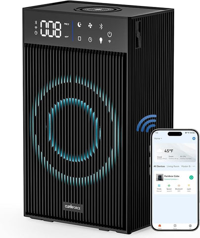 CleanForce Rainbow Cube | World’s First 4-in-1 Space-saving Air Purifier with Bluetooth Speaker, Wireless Charger & Aroma Diffuser | Swiss Tech，over 900ft² Coverage | Ultra-Quiet
