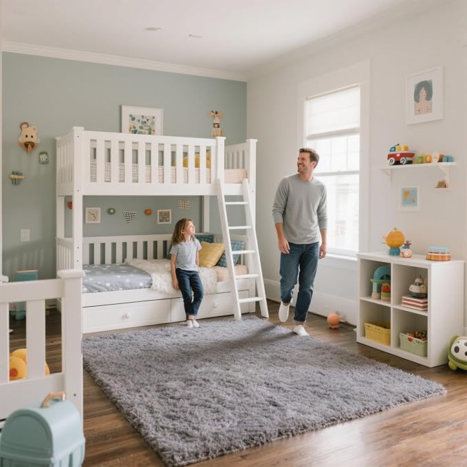 Light Grey Fluffy 8x10 Area Rug for Living Room, Plush Shag Rugs for Bedroom, Large Soft Furry Carpets for Kids Room, Modern Indoor Nursery Carpet for Classroom Dorm Cozy Comfy Home Decor