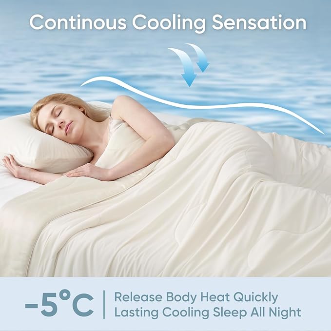Snuggle Sac Cooling Comforter Twin Size, Breathable Cooling Blankets for Hot Sleepers and Night Sweats, Summer Comforters for Twin Size Bed, Soft Lightweight Blankets, 68x90 Inches, Snow Ivory
