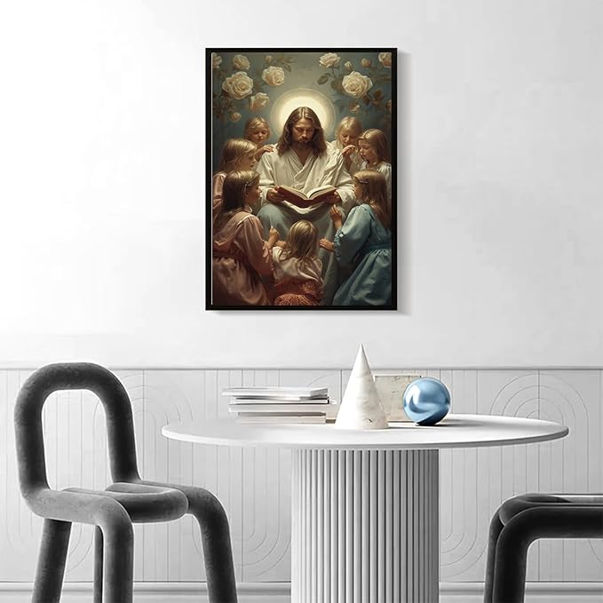 Christian Wall Art Print, Religious Scripture Biblical Decor, Faith-Based Inspirational Landscape with Cross, Digital Printed Canvas Poster for Church, Home Chapel, Prayer Room Decor
