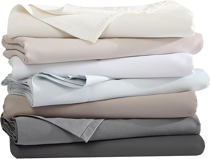 Vera Wang - King Sheet Set, Luxury Sateen Cotton Bedding, 800 Thread Count, Soft & Smooth Room Essentials (Steel Grey, King)